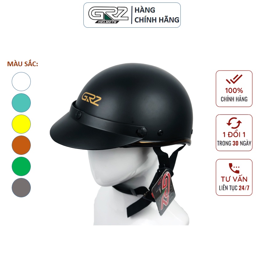 Mũ bảo hiểm nửa đầu TN2M đủ màu, mũ bảo hiểm GRZ mỏ nhựa gắn rời