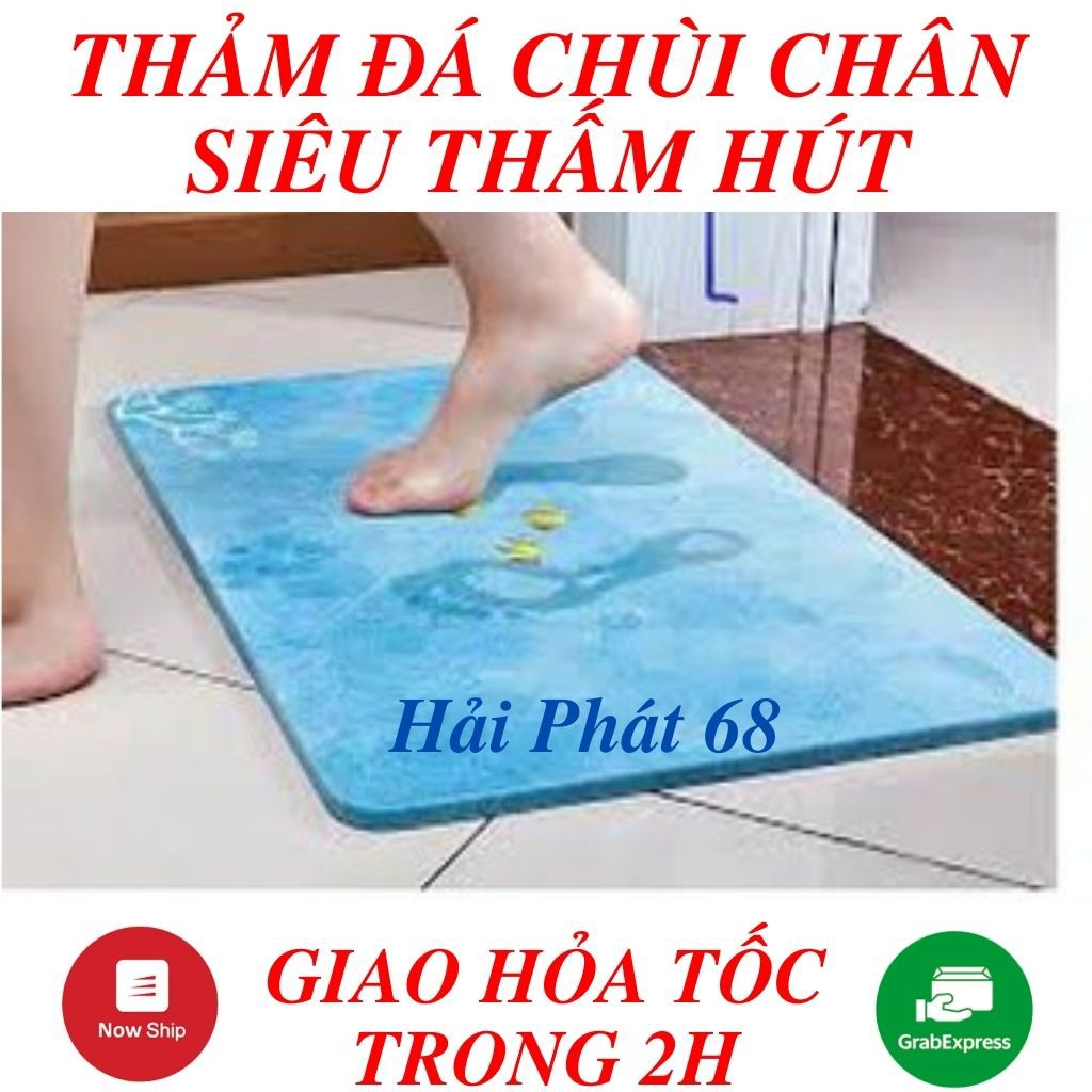 Thảm lau Chân, Thảm Đá Nhật Bản Chùi Chân Siêu Thấm Loại To Kích Thước 60 cm x 40 cm