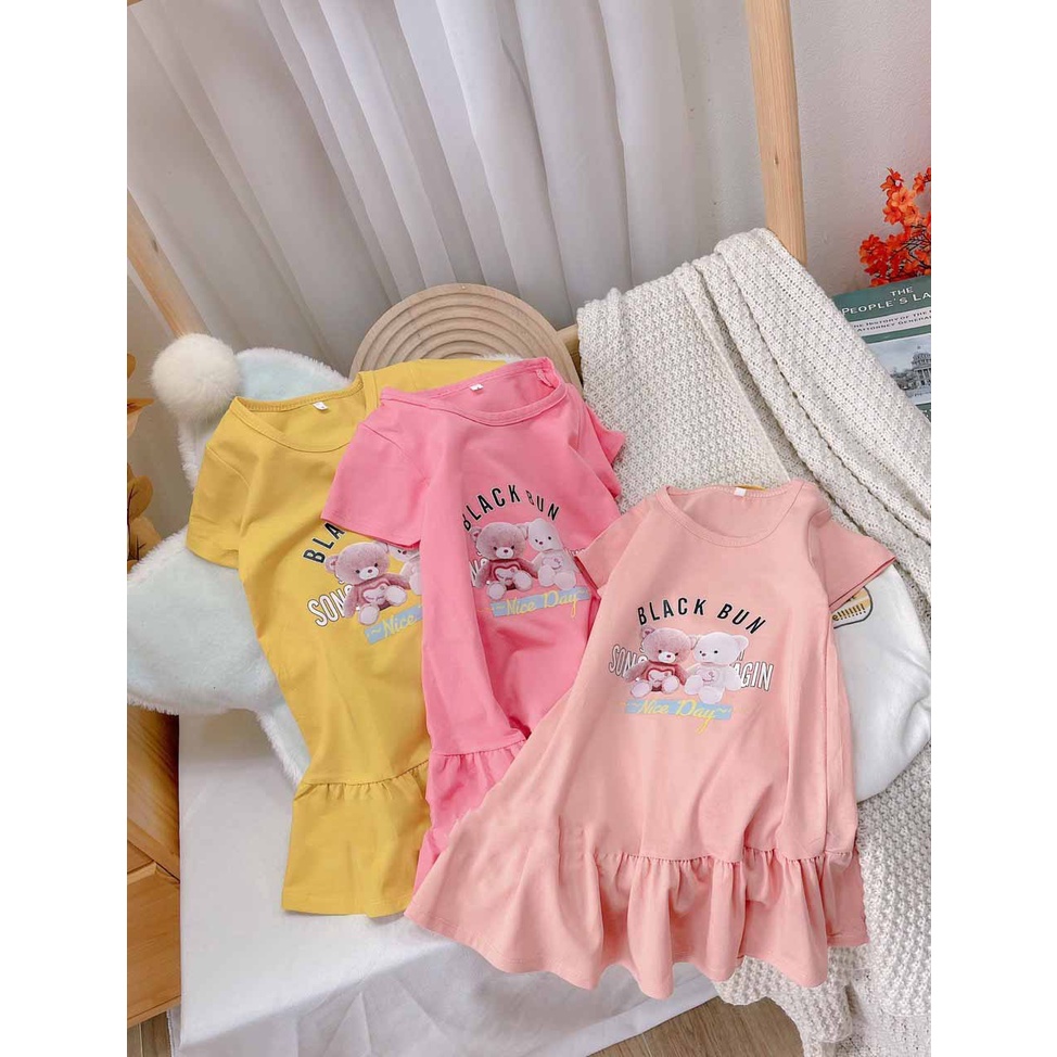 [MẪU MỚI] VÁY ĐUÔI CÁ BLACK BUN IN GẤU 3D SIÊU CƯNG CHẤT COTTON MỀM MÁT CHO BÉ 8-18KG. VIDEO THẬT. XƯỞNG MAY BIBO