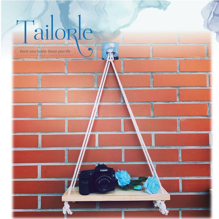 Kệ gỗ treo tường, kệ dây thừng trang trí mặt gỗ AA chất lượng cao | BigBuy360 - bigbuy360.vn