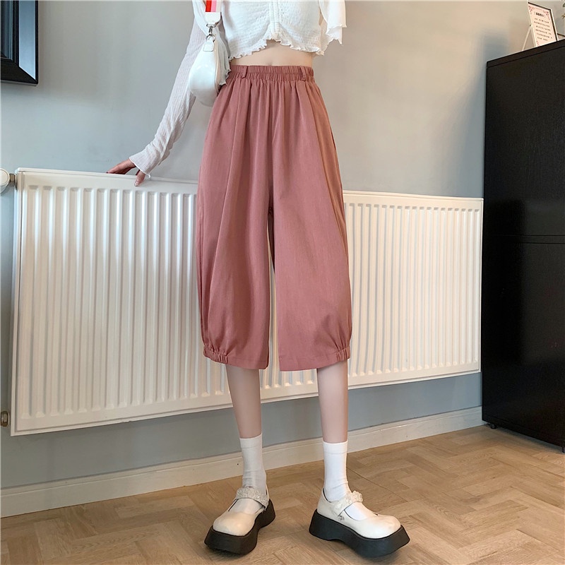 SUXI Mới Quần ngắn ống rộng Lưng Cao Phong Cách Hàn Quốc Dành Cho Nữ