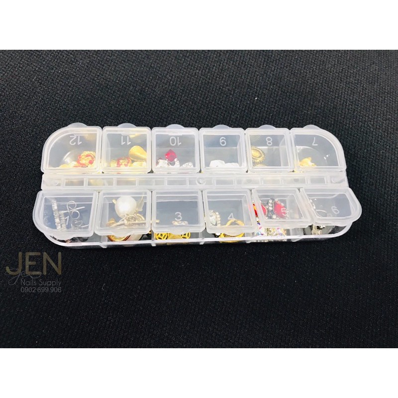 Khay nhựa 12 ô đựng đá nail charm-hộp nhựa