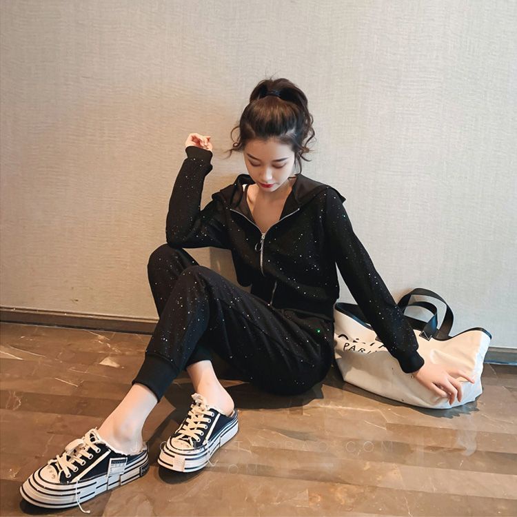 Bộ Đồ Thể Thao Hai Mảnh Áo Khoác Ngắn Có Mũ Trùm Dáng Rộng Thời Trang Mùa Thu 2022 Cho Nữ