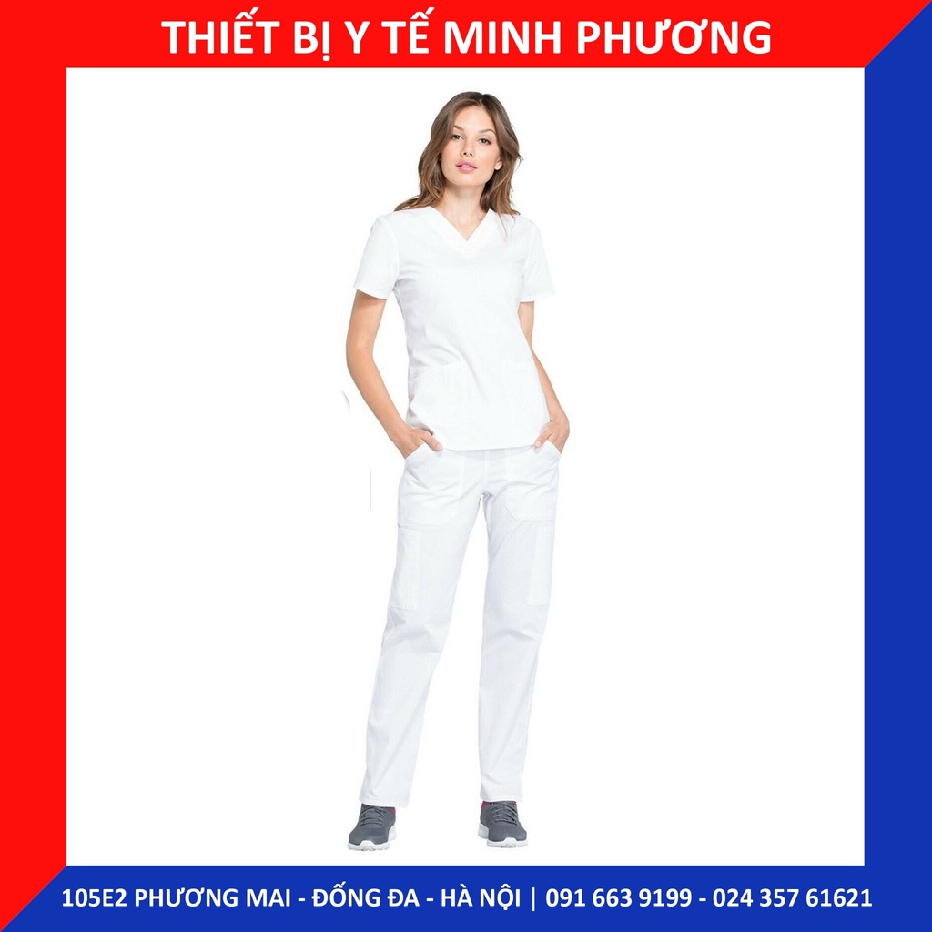 Bộ scrubs bác sĩ, quần áo bác sĩ phẫu thuật màu trắng