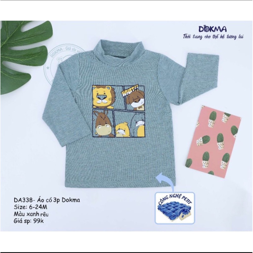 Dokma - Áo cổ 3p Bamboo mỏng BT+BG (9-36m) DA338