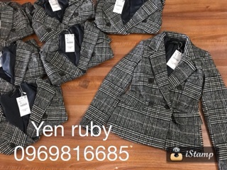 Áo dạ nữ kẻ zara xuất xịn