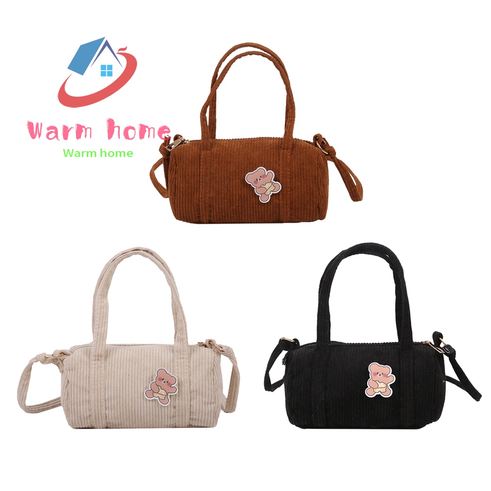 Túi xách nhung hình trụ dễ thương cho nữ