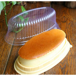 Hộp oval đế trắng nắp trong HH12 và F70 đựng bánh bông lan, bánh cuộn, bánh rau câu