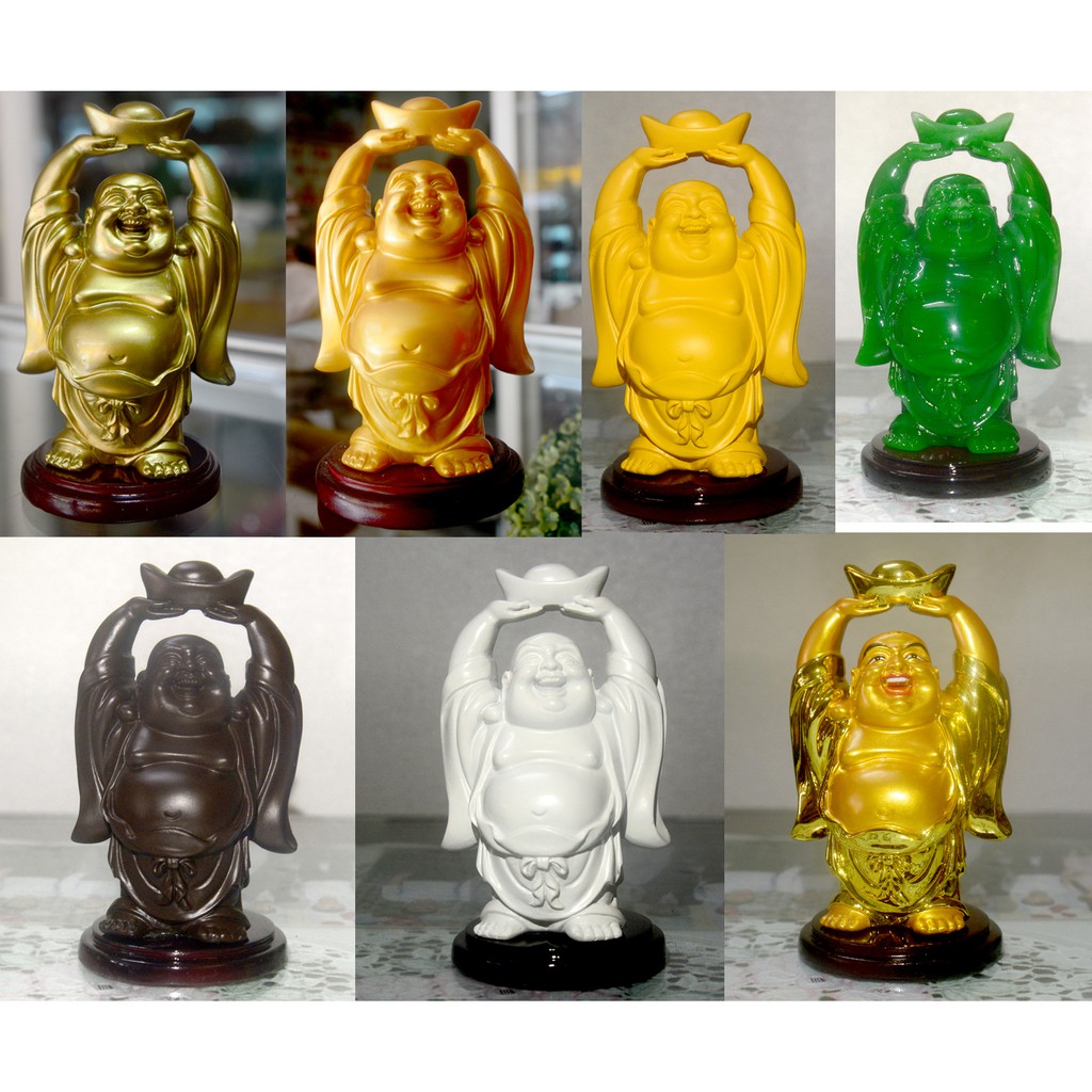 Tượng ngài Di Lặc Bồ Tát nâng thỏi vàng cao 12cm-nhiều mẫu
