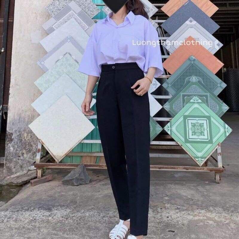 Quần baggy vải 1 cúc chất tuyêt mưa đủ size siêu đẹp