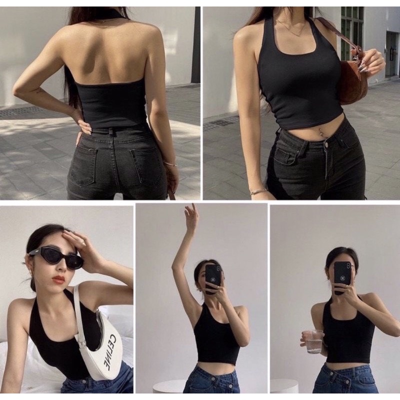 Áo croptop yếm cổ vuông