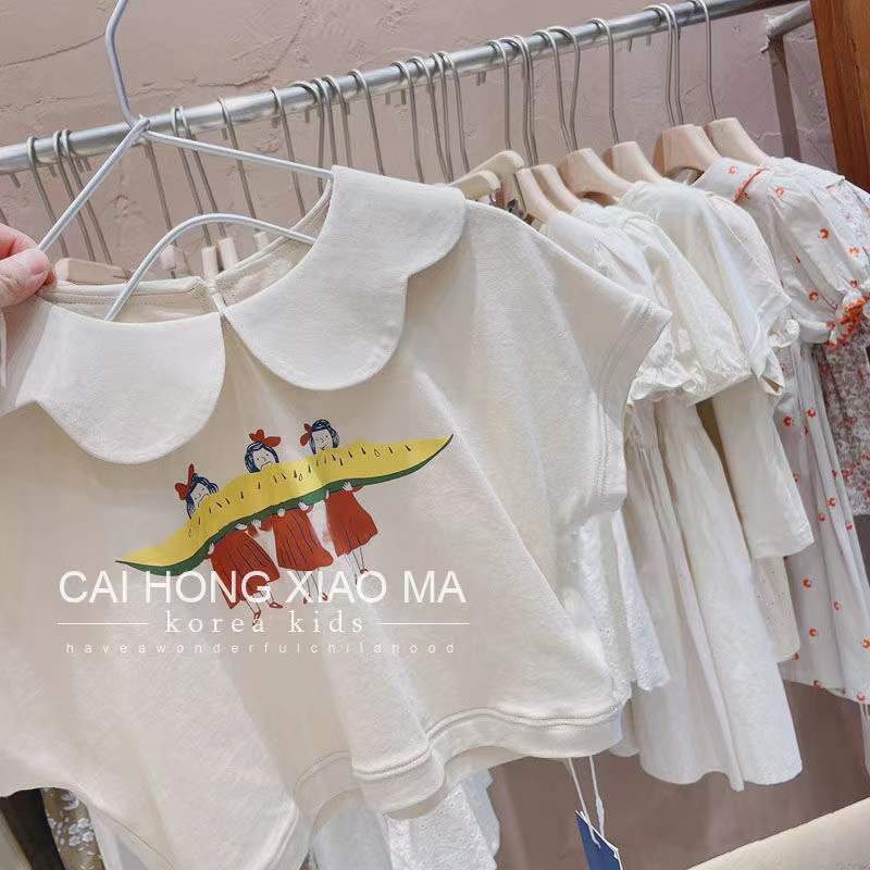 Áo Thun Cotton Tay Ngắn Cổ Tròn Thoải Mái Thời Trang Mùa Hè Cho Bé Gái