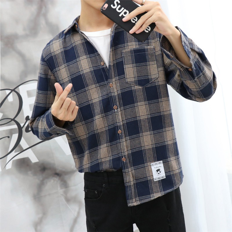 Áo sơ mi dài tay kẻ caro nam phong cách Hàn Quốc - KB01 KB06 | BigBuy360 - bigbuy360.vn