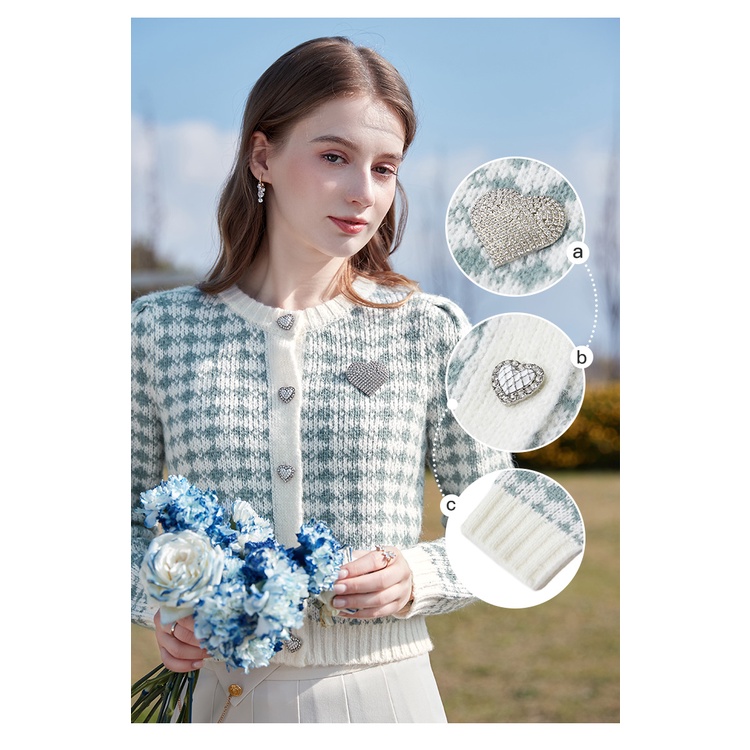 DUNEA Áo sweater Cổ Tròn In Hình Trái Tim Xinh Xắn Cho Nữ