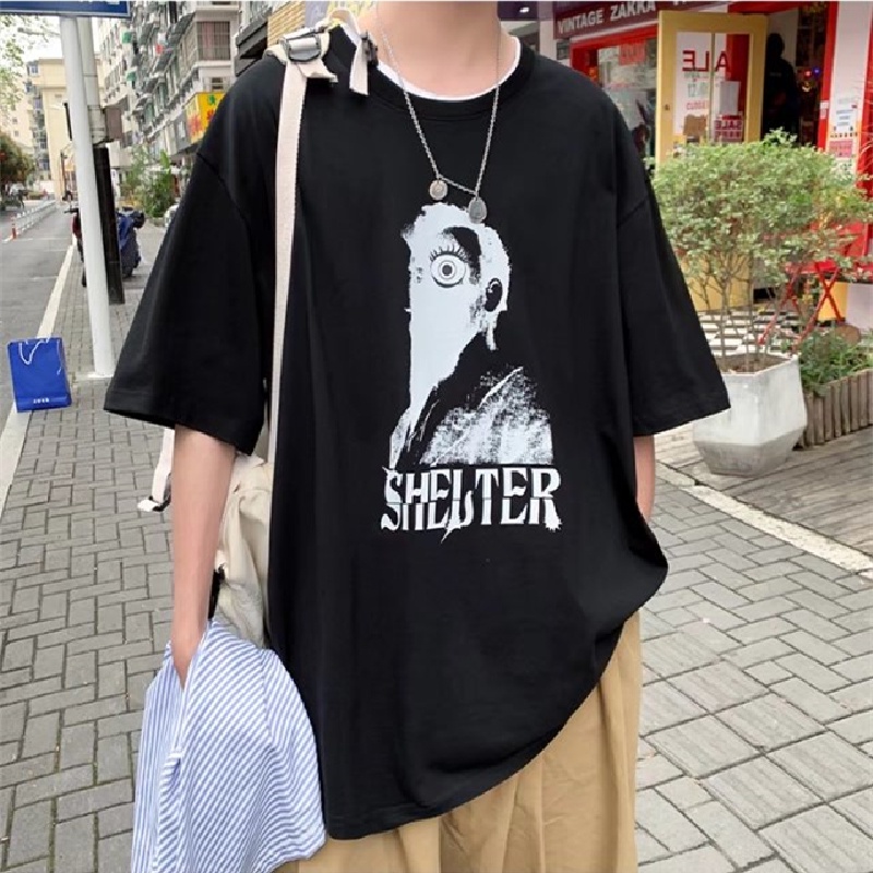 Áo Thun Tay Ngắn Dáng Rộng In Chữ Phong Cách Hip Hop Hàn Quốc Thời Trang Mùa Hè Cho Nam Size M-5XL