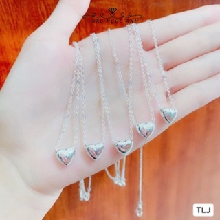 Dây chuyền bạc nữ,vòng cổ bạc, thiết kế mặt tym phồng khắc tên theo yêu cầu -Bạc Ngọc Anh