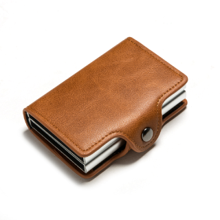 Bisi Goro Ví Đựng Thẻ Chống Trộm Bằng Nhôm Hợp Kim Anti-theft RFID Blocking Pop-up Credit ID Business Card Wallet Phone Case Slim Mini Leather Aluminum Metal Vintage Purse Bag Clutch