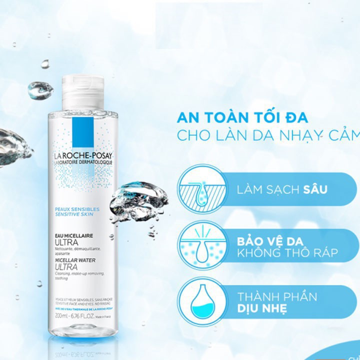 Tẩy trang [Sạch 100%-hàng Auth] Nước tẩy trang La Roche Posay Dành cho da dầu và da nhạy cảm