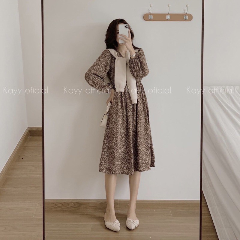 Váy hoa nhí cổ V nhún eo dáng mới siêu tôn dáng Ulzzang style🌸 VKE9133 Hàng Quảng Châu | BigBuy360 - bigbuy360.vn
