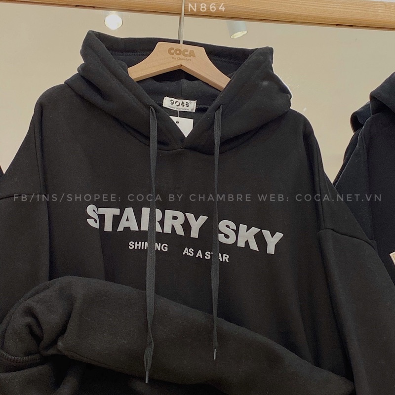 [N864]🍑 Áo HOODIE nỉ bông dày mũ 2 lớp STARRY SKY form rộng (Có sẵn/ảnh thật) | BigBuy360 - bigbuy360.vn