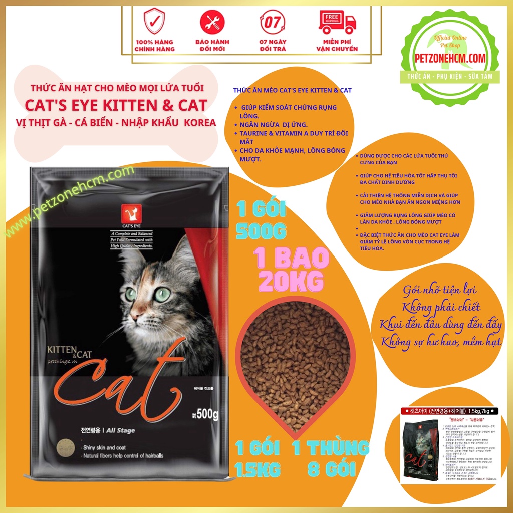 cat eyes thức ăn khô cho mèo gói 0.5kg ️ FREESHIP️ hạt dành cho mèo mọi lứa tuổi, giảm búi lông, tiêu hóa tốt