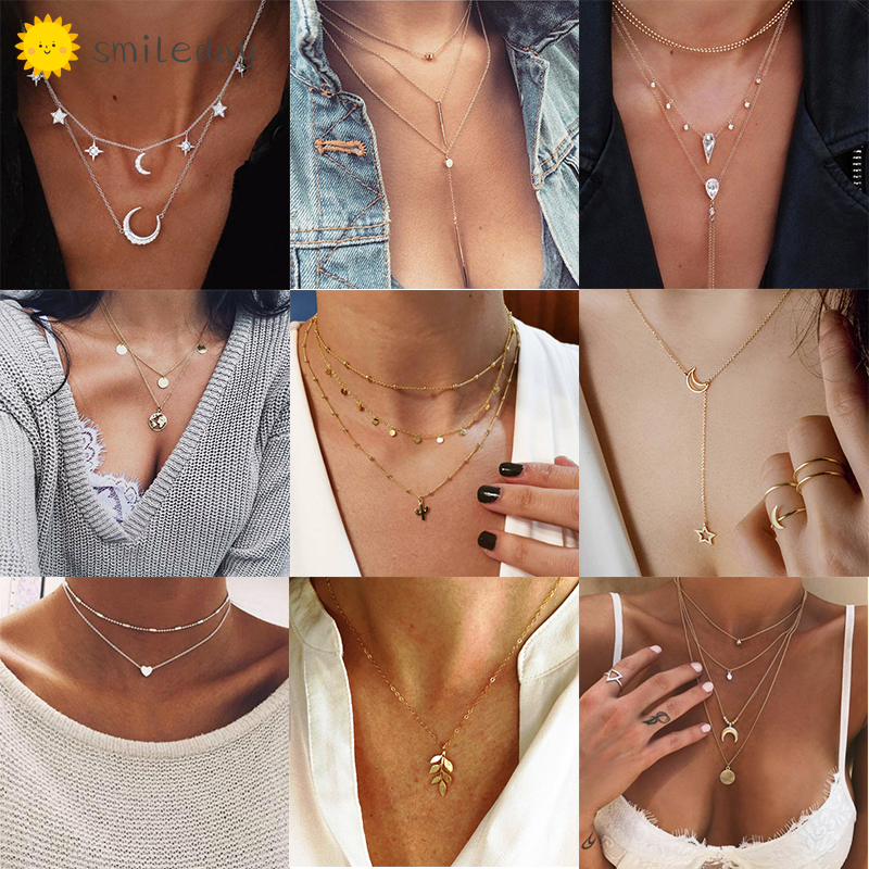 Vòng Cổ Choker Hợp Kim Nhiều Lớp Thời Trang Dành Cho Phụ Nữ