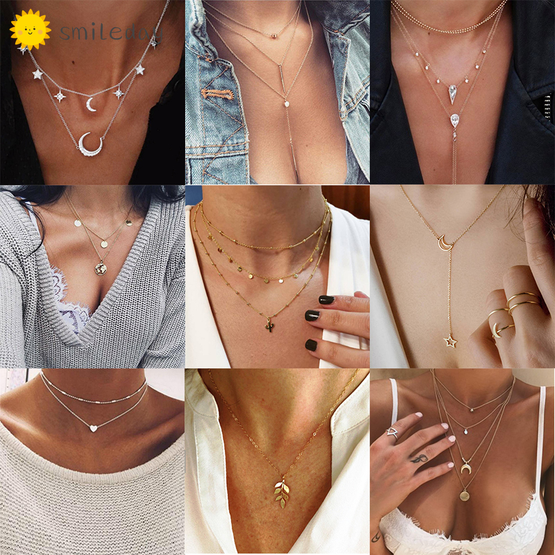 [Mã FAMAYFA giảm 10K đơn 50K] Vòng Cổ Choker Hợp Kim Nhiều Lớp Thời Trang Dành Cho Phụ Nữ