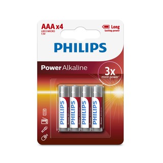 Vỉ 4 viên pin AAA Alkaline Philips LR03P4B/97