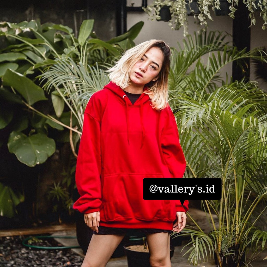 Áo Khoác Hoodie Màu Đỏ Tươi Sáng Thời Trang Cho Nam Và Nữ