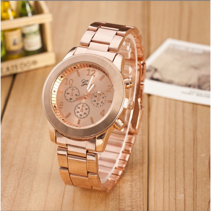 Đồng Hồ Đeo Tay Geneva 260S Analog Chống Thấm Nước Bằng Thép Không Gỉ Màu Vàng Hồng Thời Trang Cao Cấp Cho Nữ V5Y2 Hàng Bán Chạy Nhất