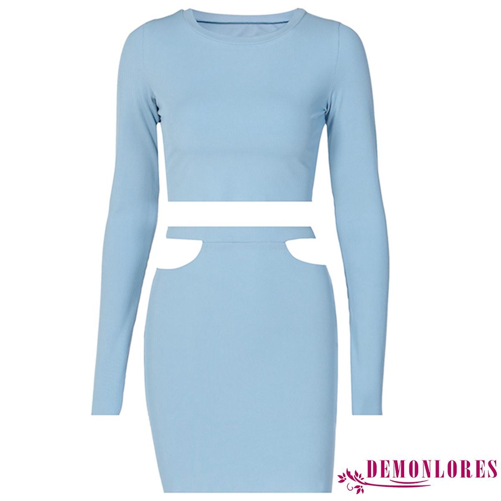 Bộ Chân Váy Lưng Cao Và Áo Dài Tay Kiểu Dáng Gợi Cảm Cho Nữ