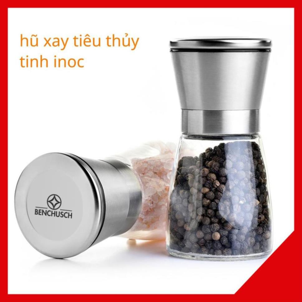 Hũ xay tiêu thủy tinh, nắp inox tiện lợi, dung tích 180mL - M126