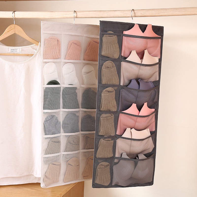 Túi Treo Nhiều Ngăn (Ô) Đựng Đồ Lót, Quần Áo Lót, Tất Vớ Có 2 Mặt Và Móc Treo Tiện Dụng