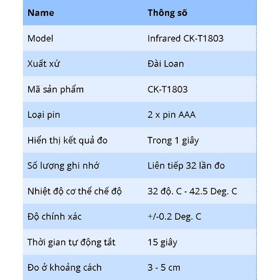 Nhiệt kế hồng ngoại Inrared CK - T1803