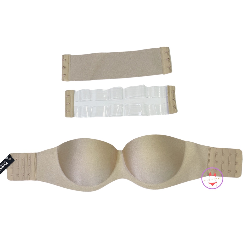Áo ngực su đúc cúp ngang, dây lưng trong suốt mang váy đầm trễ vai MS218
