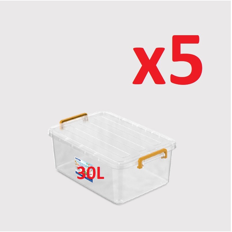 (Hà Nội) Combo 5 Thùng Nhựa Đa Năng Duy Tân 30L Trong Suốt (Hàng Chính Hãng)