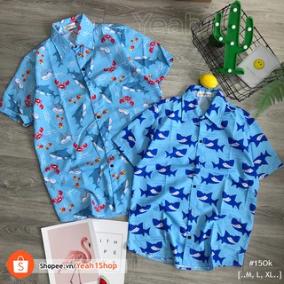 [Yeah1Shop]- Áo sơ mi hoạt hình cá mập  (M, L, XL) (SMHH)