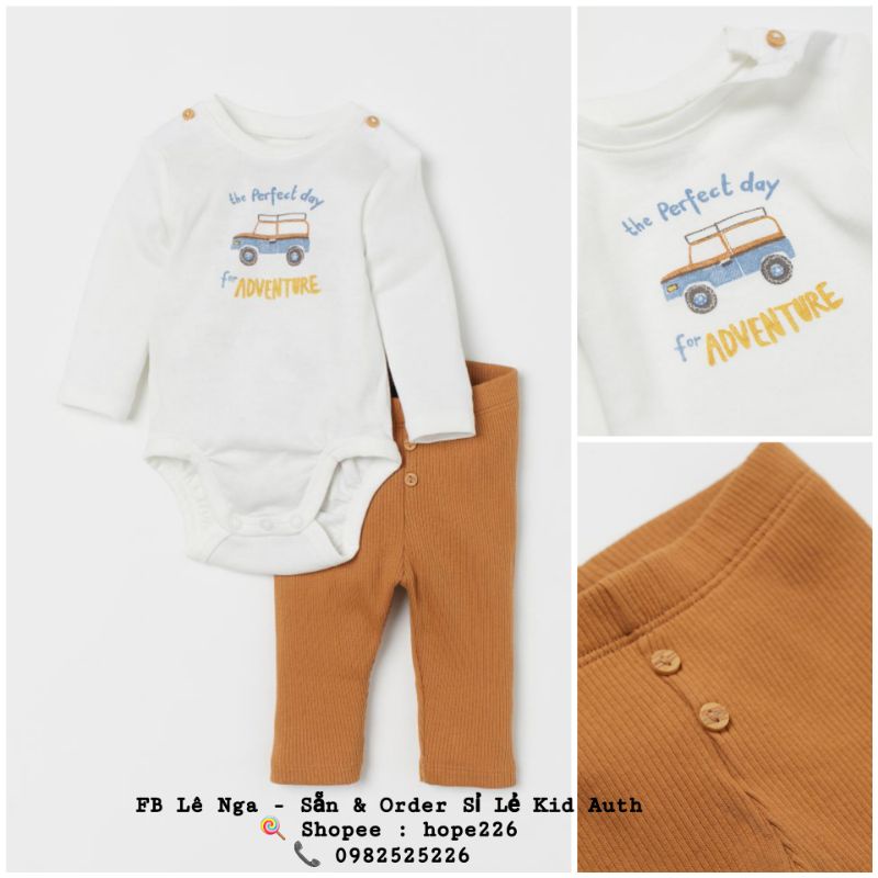 Set Sơ sinh 2 chi tiết HM CHINA chính hãng ĐỦ BILL sz 2-4m, 4-6m, 6-9m