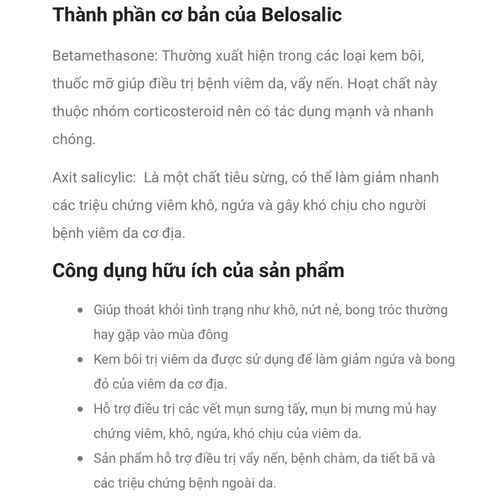 Kem bôi da cơ địa Belosalic Nga