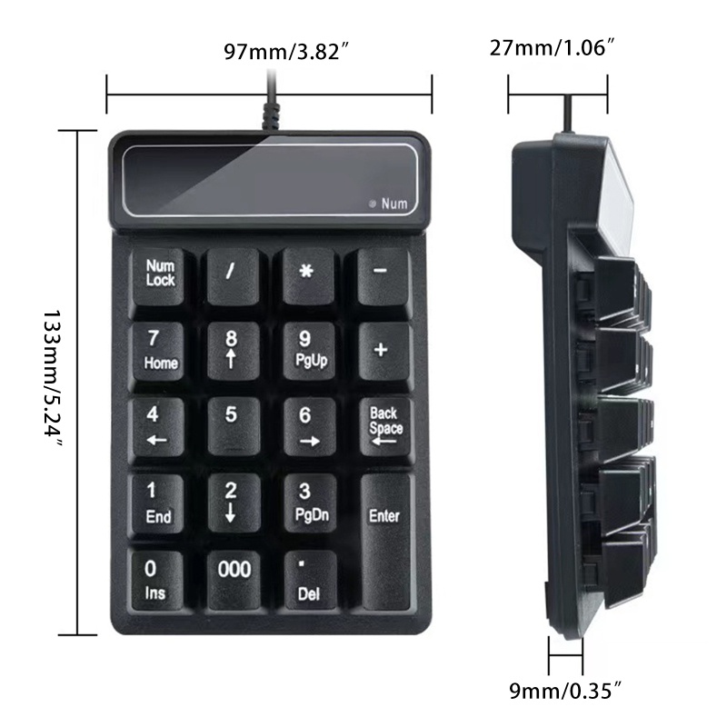 Bàn Phím Số 19 Phím Mini Có Dây Usb Thông Dụng Cho Máy Tính Laptop