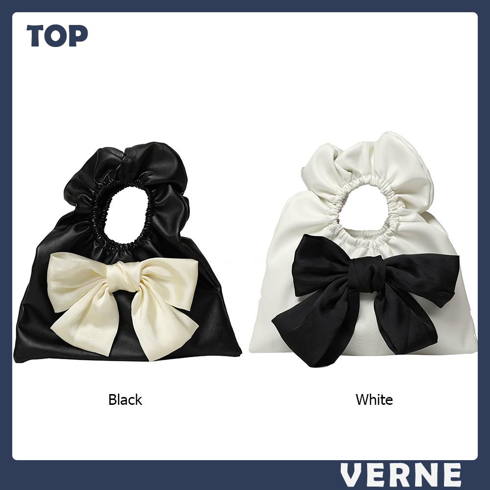 Túi Xách Da Pu Xếp Ly Đính Nơ Thời Trang Cho Nữ