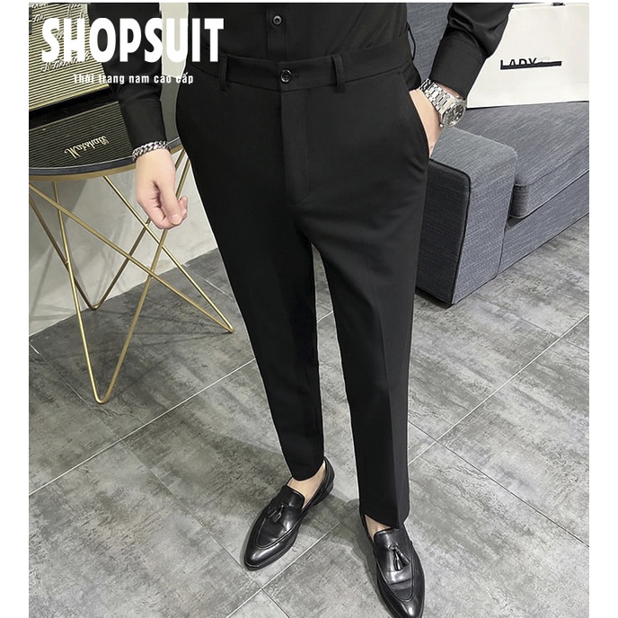 Quần âu nam đai chun from dáng trẻ trung 3 màu đen/xám/ghi