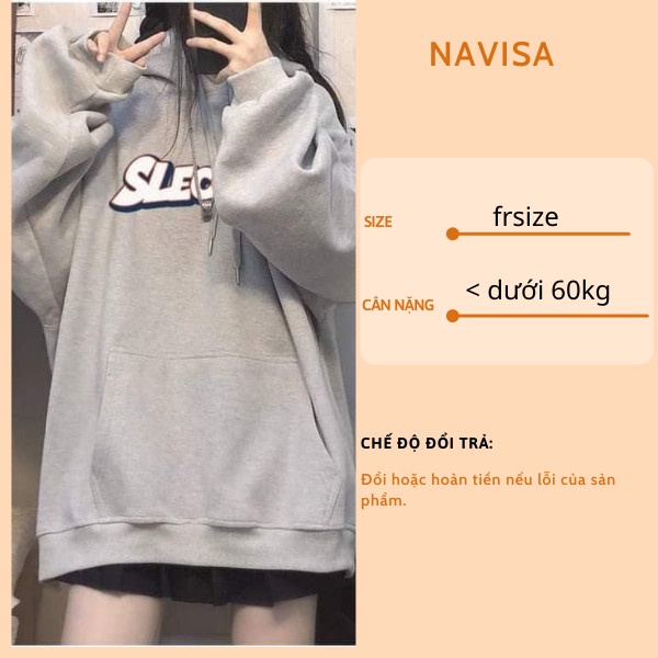 Áo nỉ hoodie nữ mũ 2 lớp form rộng có dây kéo cute hàn quốc NAVISA M377 | BigBuy360 - bigbuy360.vn