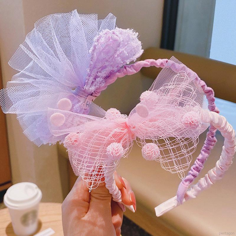 Cài tóc công chúa đính nơ lưới phong cách Hàn Quốc cho bé