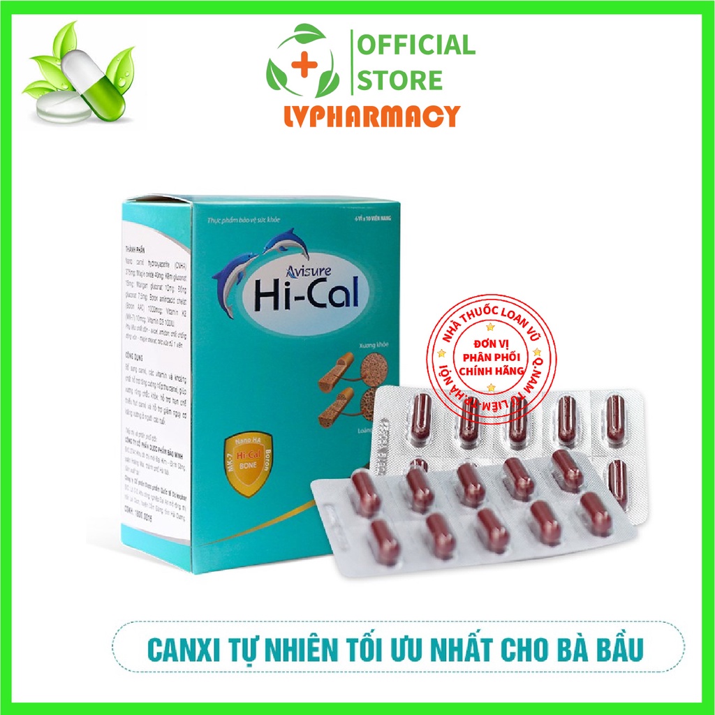 Canxi Nano tự nhiên cho bà bầu Avisure Hical loại 60 viên