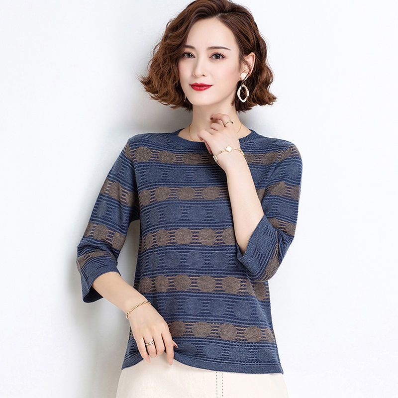 Áo Thun Lụa Dệt Kim Ba Lớp Tay Dài Dáng Rộng Phong Cách Hàn Quốc Thời Trang Mùa Thu Cho Nữ