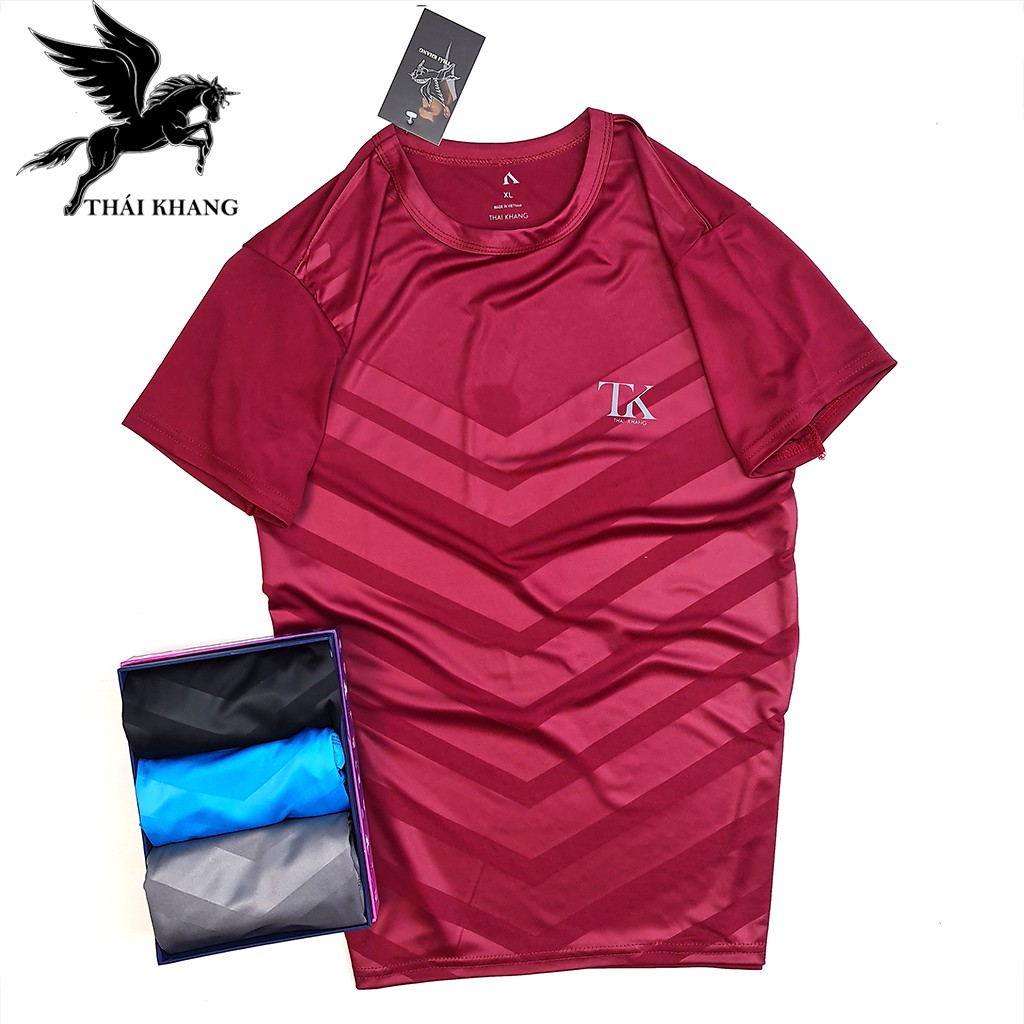 Áo thun thể thao nam cổ tròn THUN LẠNH co dãn 4 chiều loại áo thể thao nam vân dập TT1