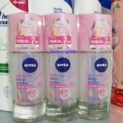 Lăn serum ngăn mùi NIVEA trắng mịn hương hoa hồng Hokkaido 40ml