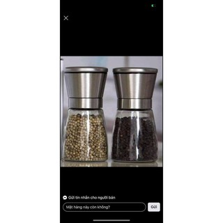 Hũ xay tiêu thủy tinh nắp inox