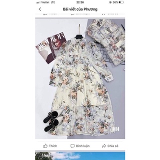 Váy hoa tiểu thư siêu xinh tay dài cho mua thu hoa nhí